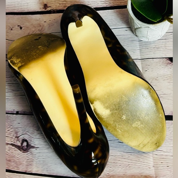 JUSTFAB WOMEN BROWN PATENT LEATHER ROUNDED TOE LEOPARD PRINT PUMPS. SIZE 10 - Picture 3 of 3